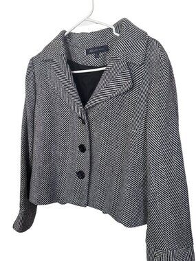 Anne Klein balck and gray herringbone jacket size 8